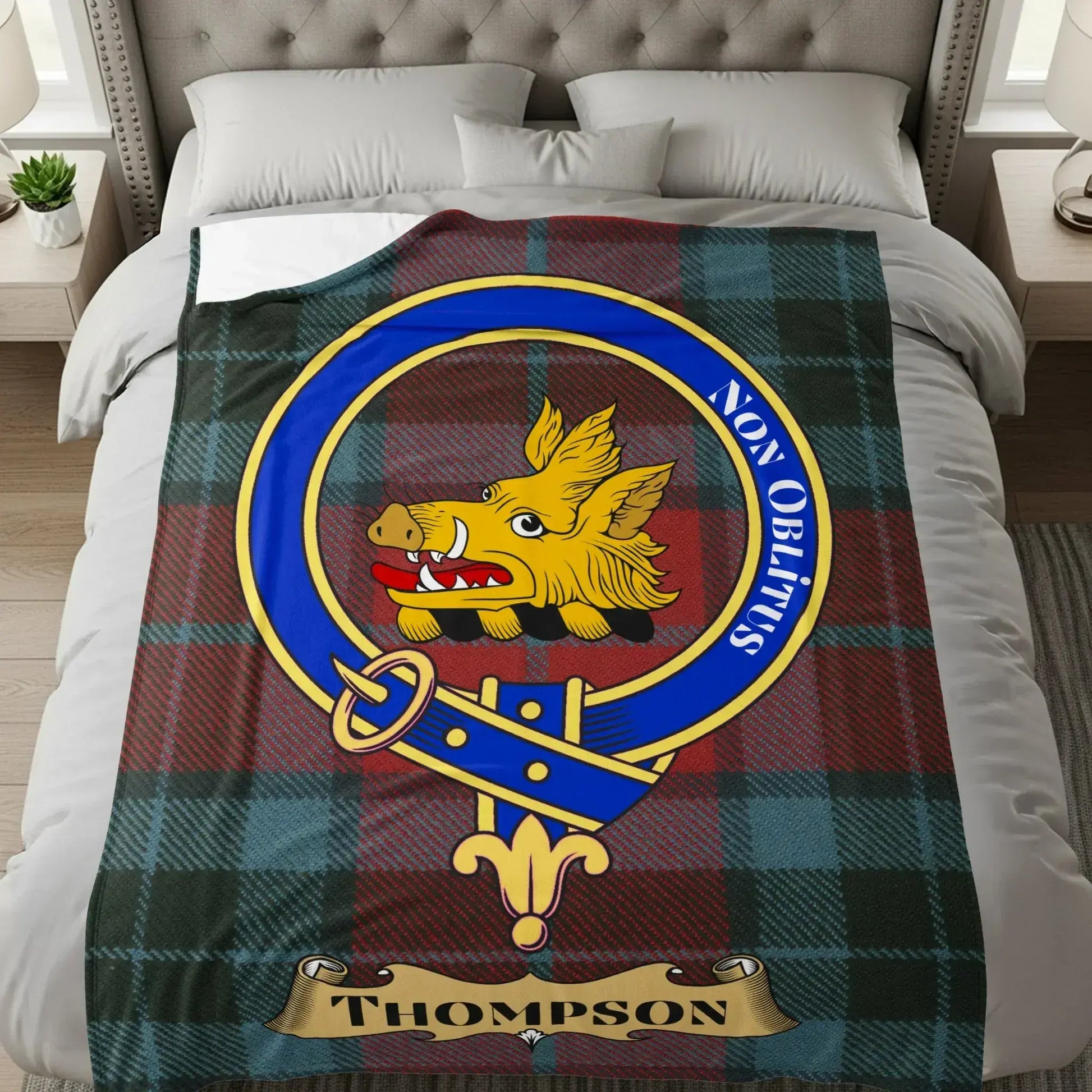 Thompson Tartan Blanket with Crest Design product type