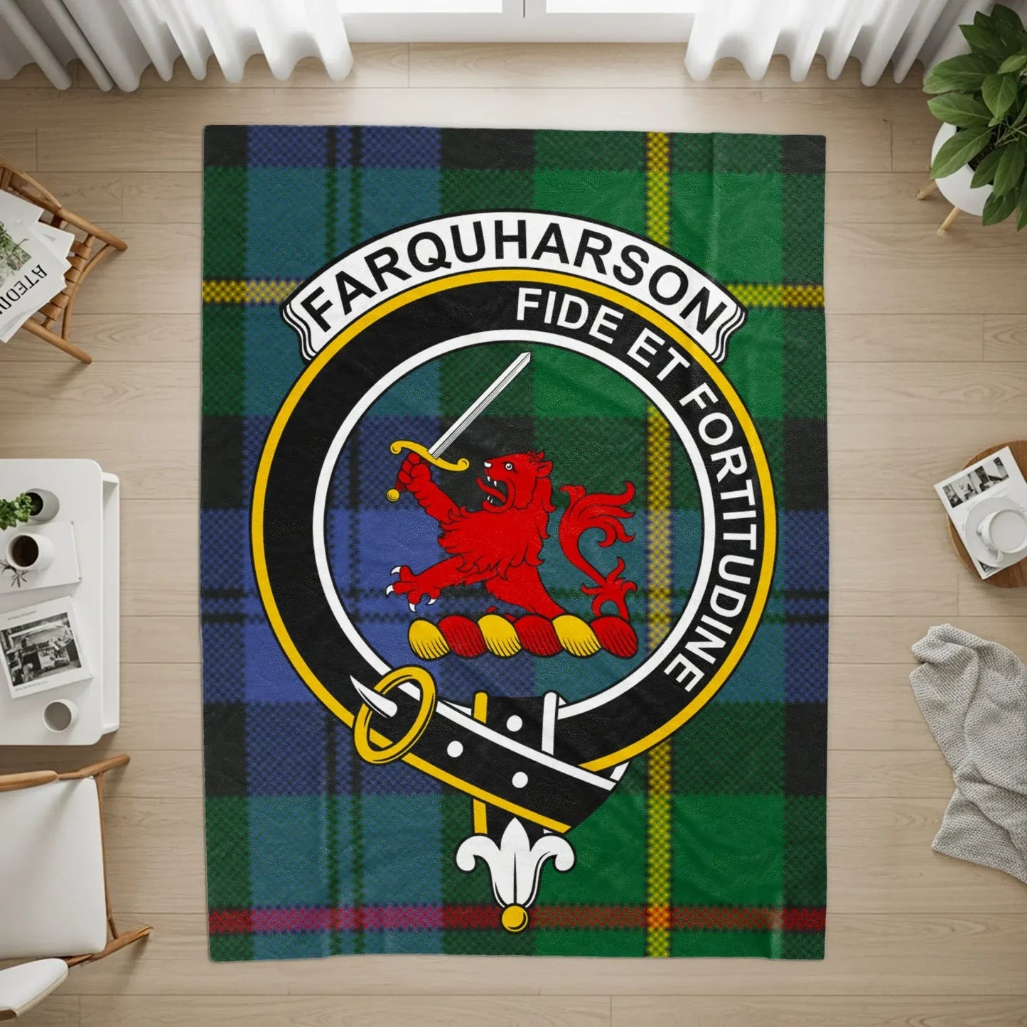 Farquharson Crest Plaid Custom Clan Emblem Rug product