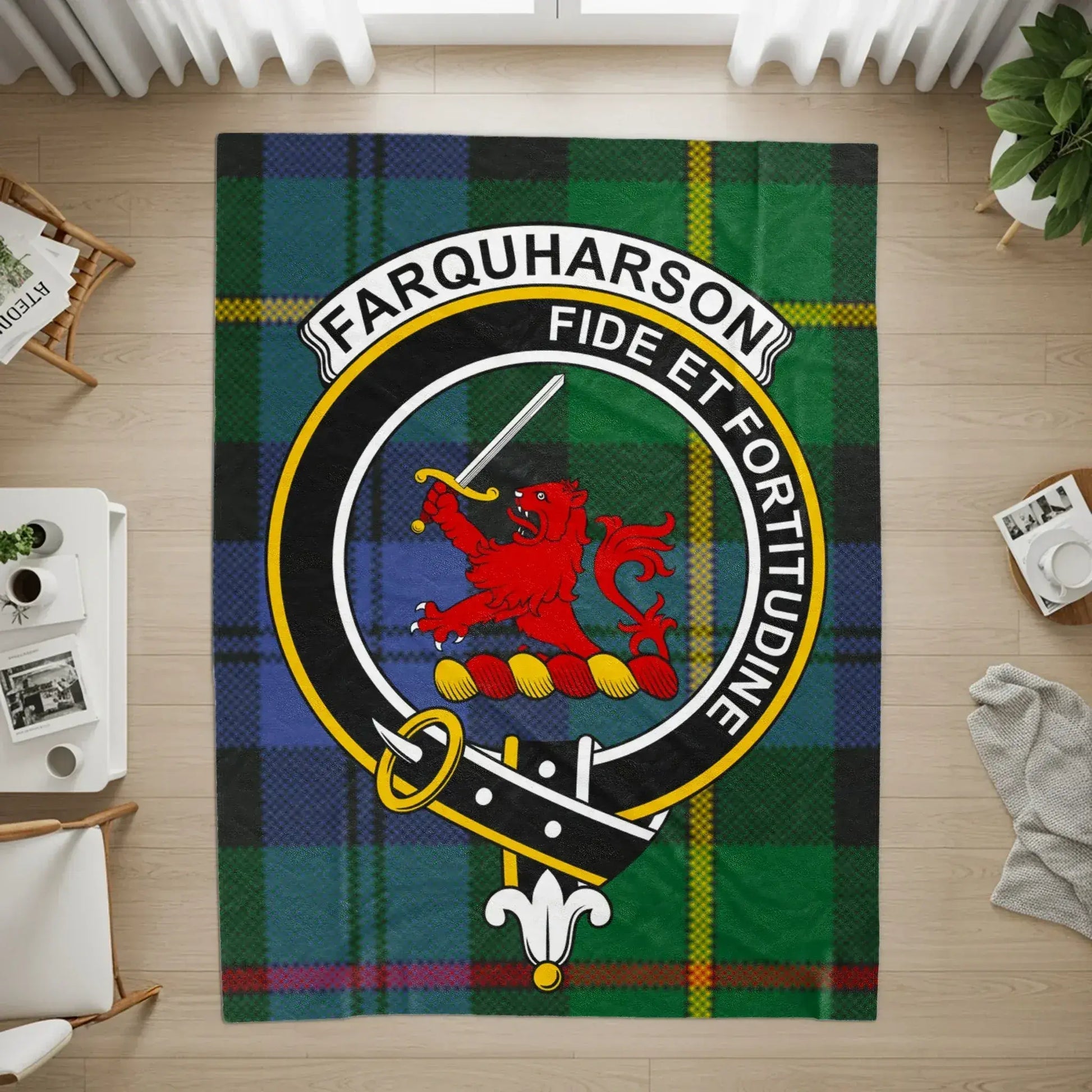 Farquharson Crest Plaid Custom Clan Emblem Rug product