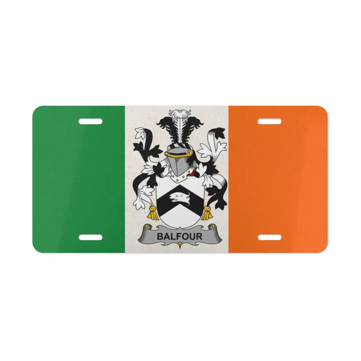 Irish Flag with Balfour Family Crest License Plate product