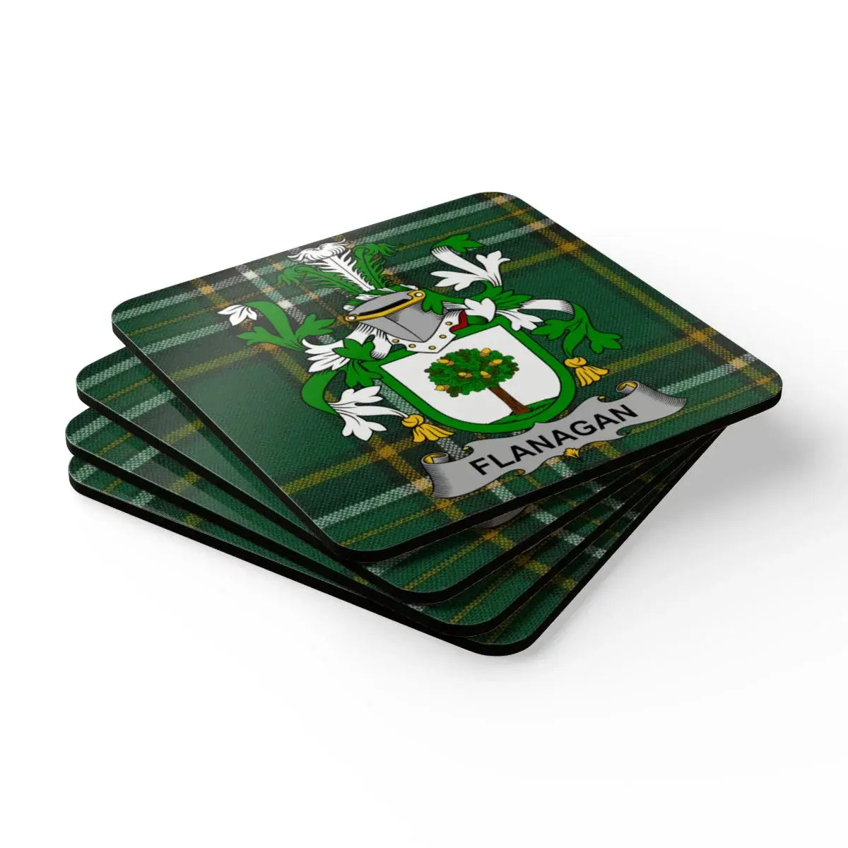 Family Crest Printed Coasters Set Flanagan Tartan product