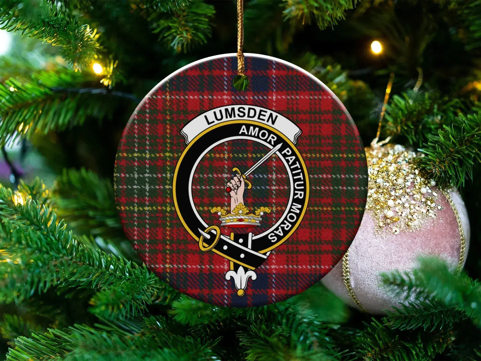 Personalized Lumsden Family Clan Crest Round Ornament product