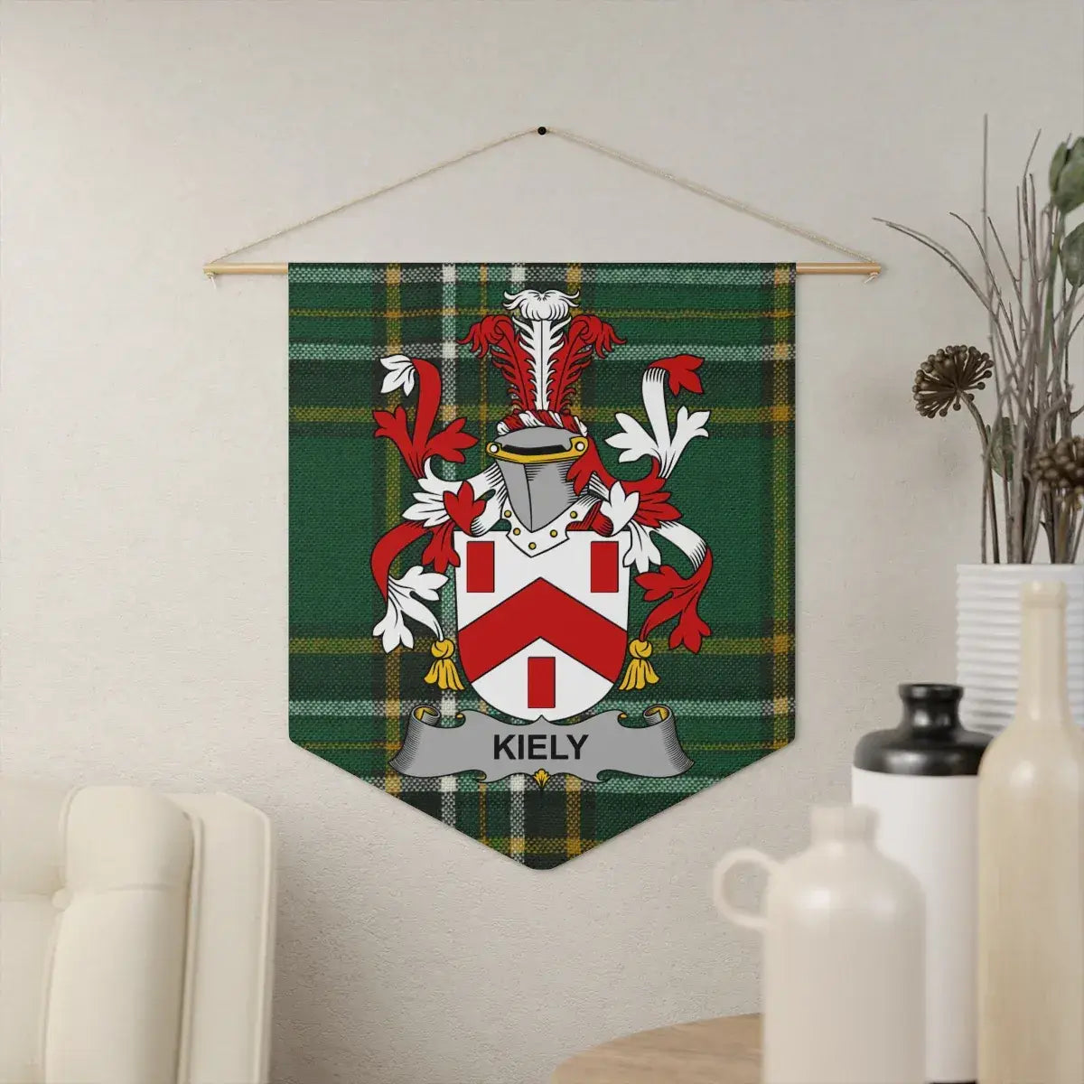 Elegant Family Crest Banner Tartan Print product