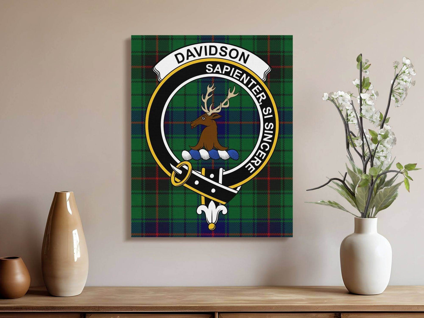 Davidson Scottish Tartan Crest Canvas - Celtic Ancestry Gifts
