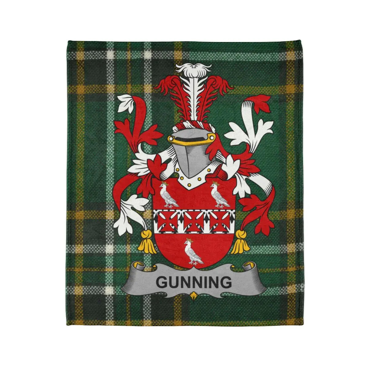 Gunning Heritage Family Crest on Plaid Blanket product