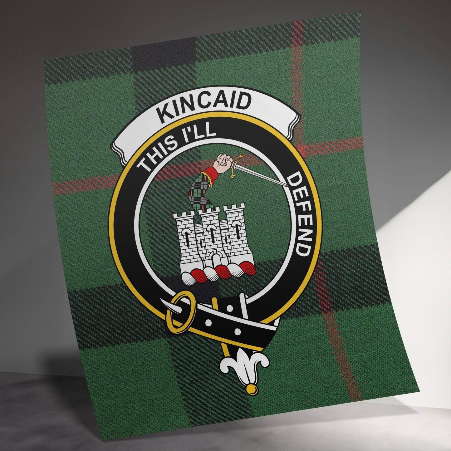 Kincaid Scottish Clan Crest Tartan Poster Canvas Wrap - Celtic Ancestry Gifts