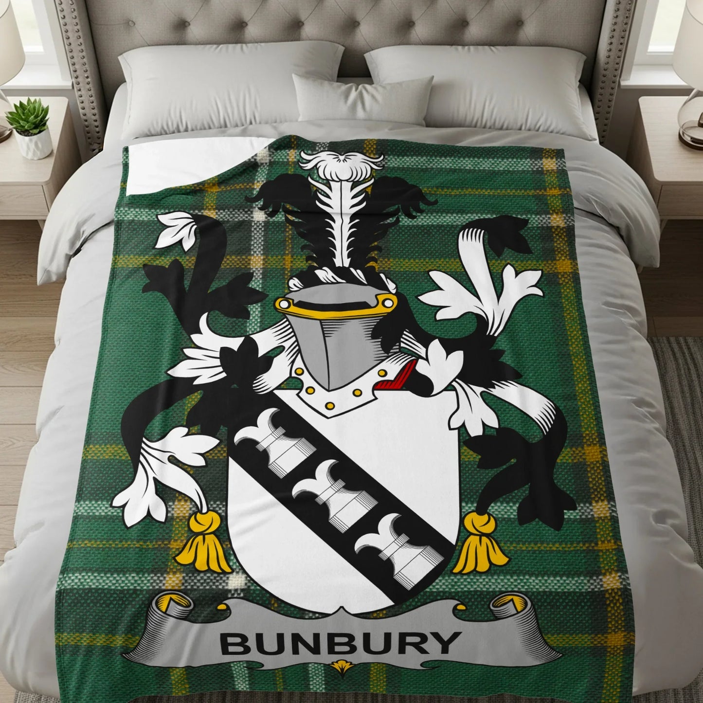 Bunbury Family Crest Plaid Pattern Blanket product