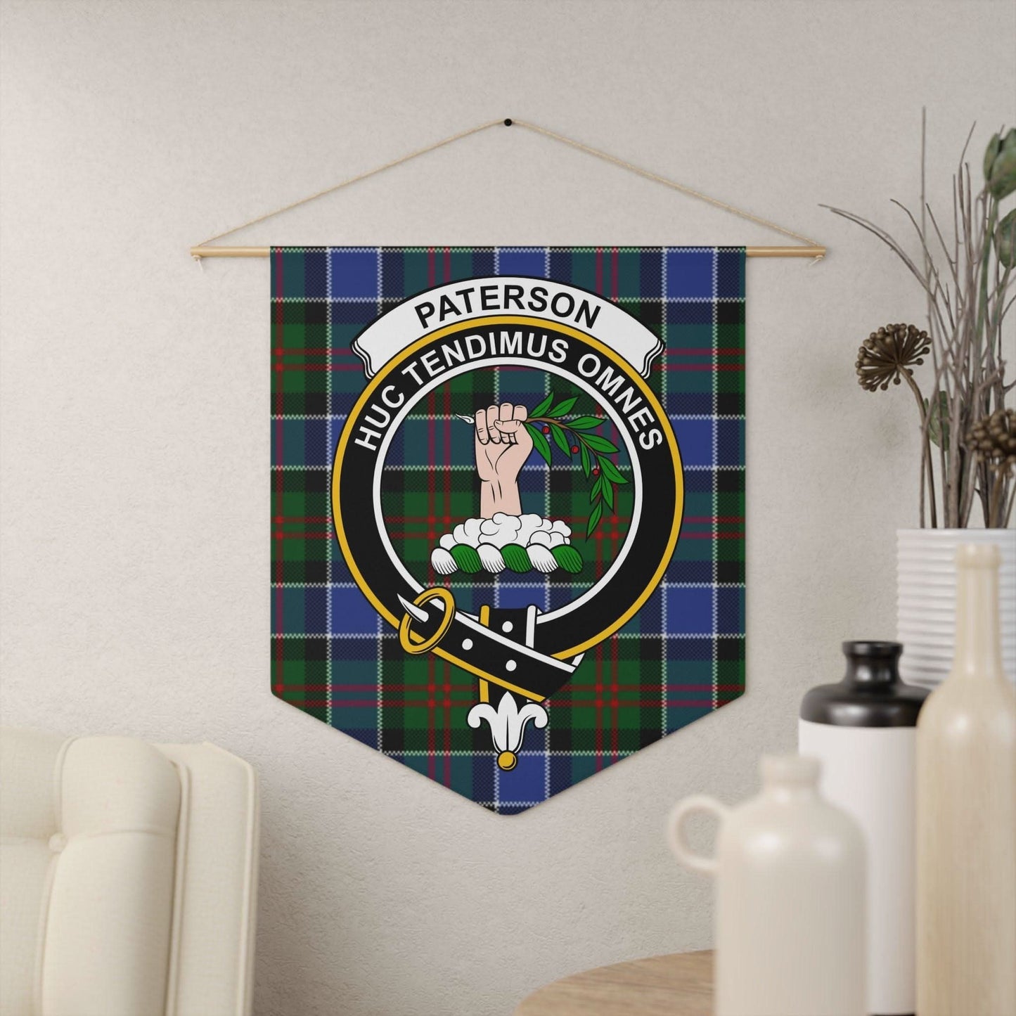 Paterson Clan Scottish Tartan Design Wall Pennant - Celtic Ancestry Gifts