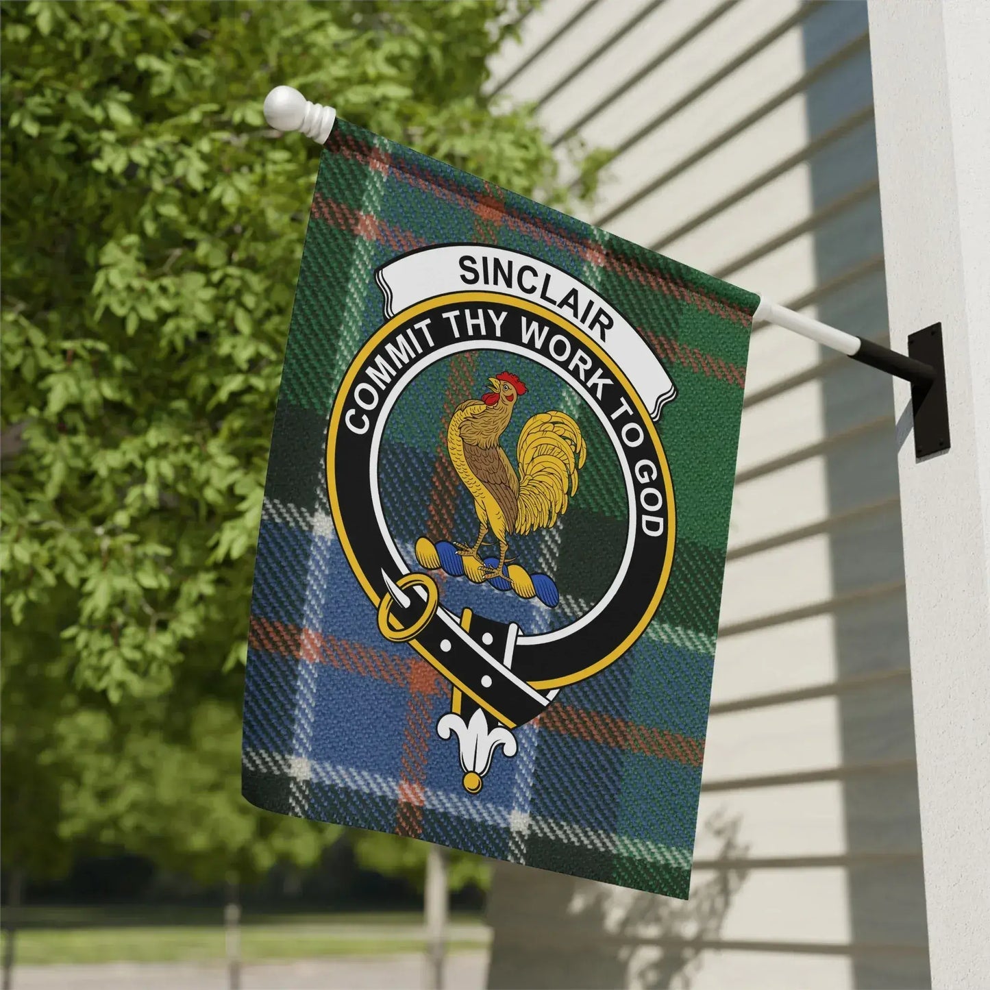 Sinclair Commit Thy Work to God Plaid Decorative Flag