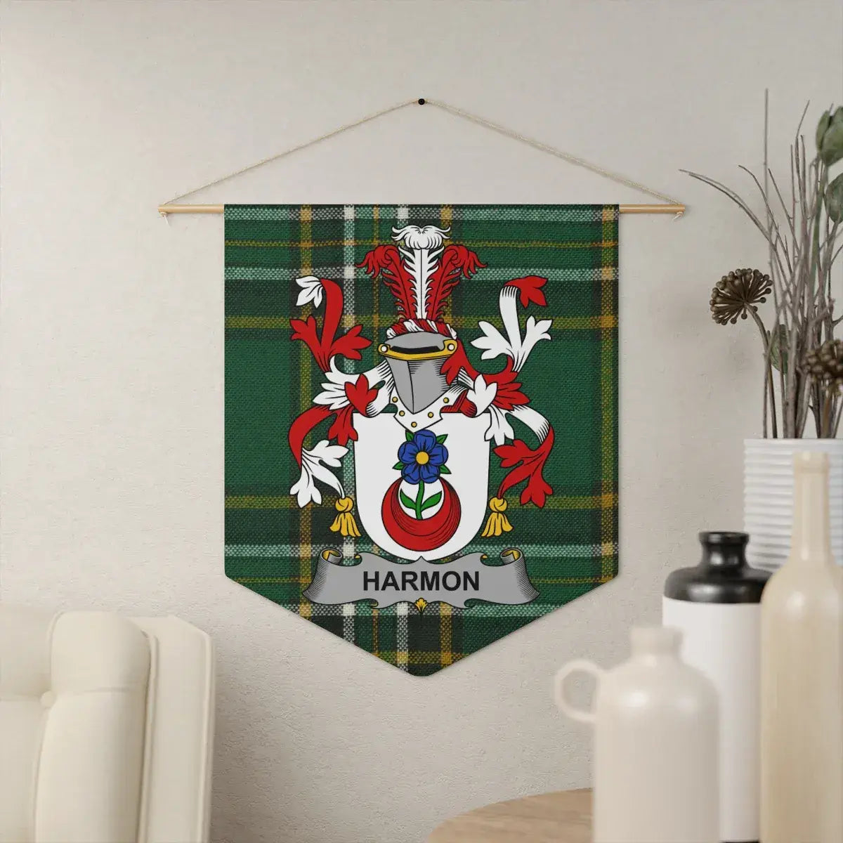 Harmon Family Crest Plaid Design Wall Hanging Product