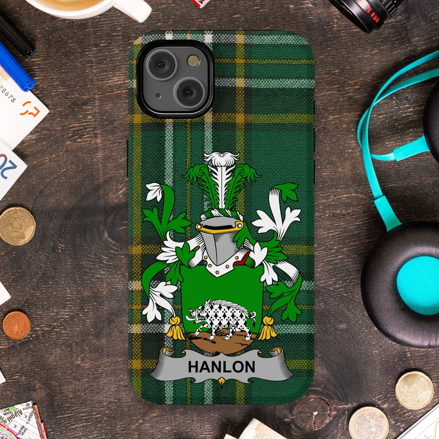 Green Plaid Family Crest Hanlon Phone Case product