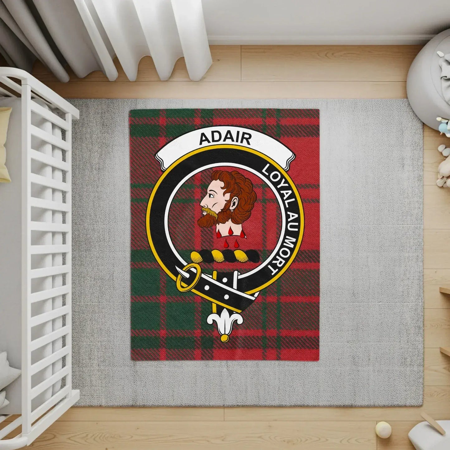 Clan Adair Plaid Emblem Design Rug product type