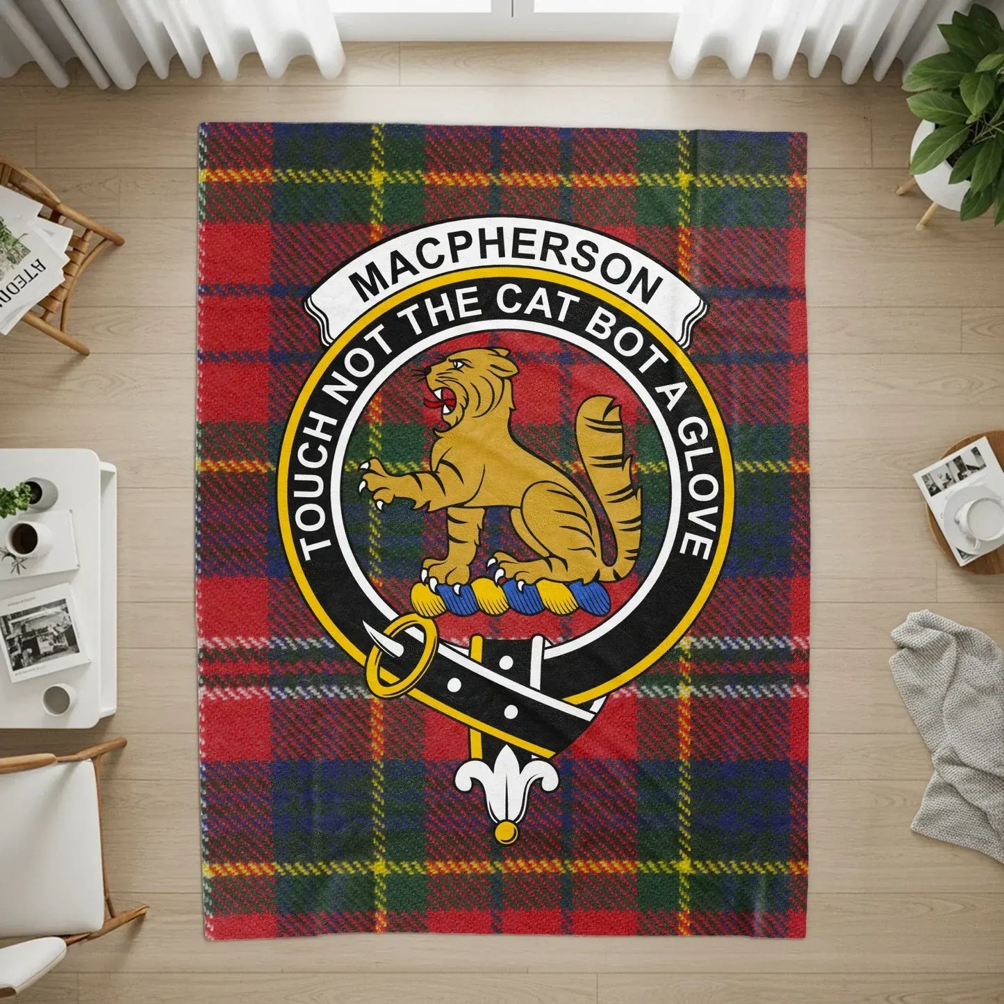 Clan MacPherson Crest Motto Tartan Design Rug product