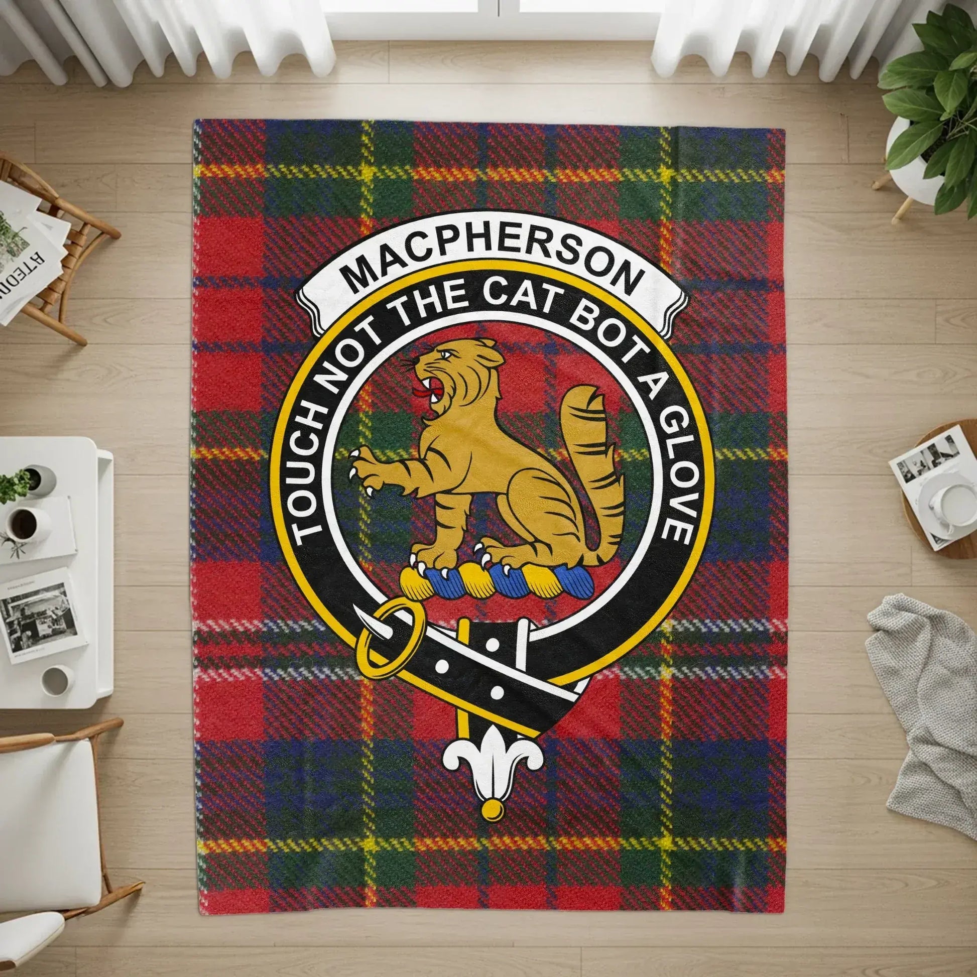 Clan MacPherson Crest Motto Tartan Design Rug product
