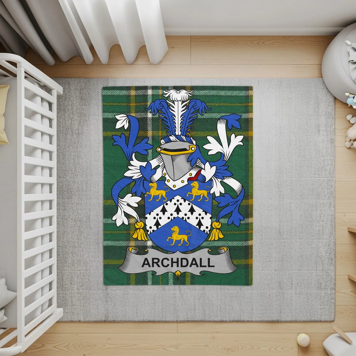Personalized Family Crest Archdall area rug product