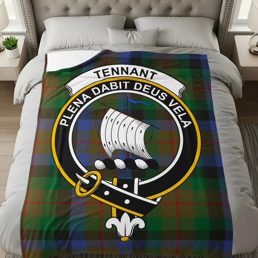 Crest with Sailing Ship Plaid Pattern Blanket product