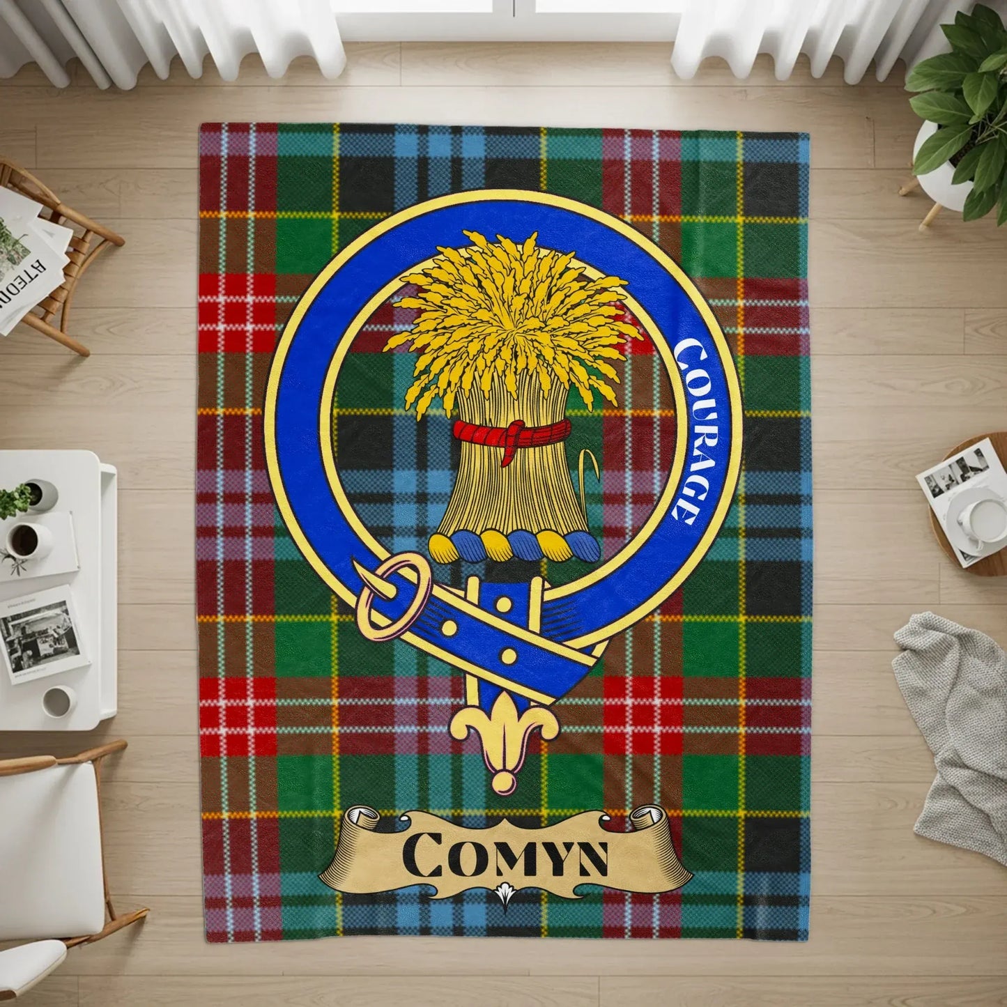 Clan Comyn Courage Tartan Plaid Design Rug product