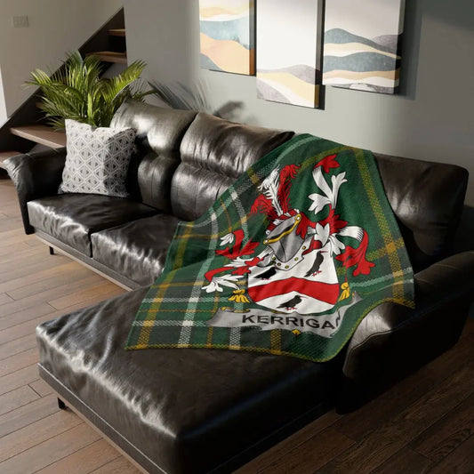 Kerrigan Family Crest Green Tartan Plaid Blanket product