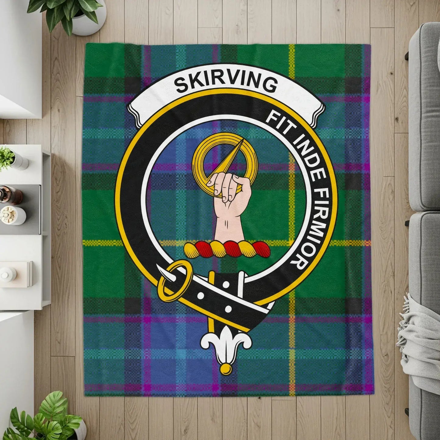 Skirving Clan Tartan Blanket with Family Crest product