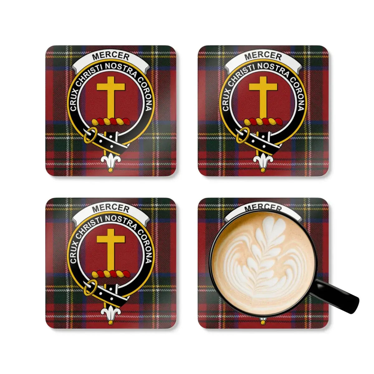 Mercer Family Crest Plaid Coasters Set Drink product