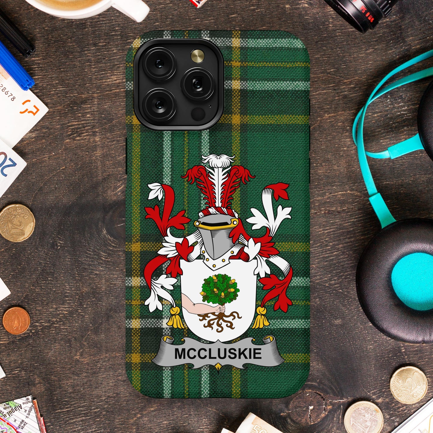 McCluskie Green Tartan Design Custom Phone Case product