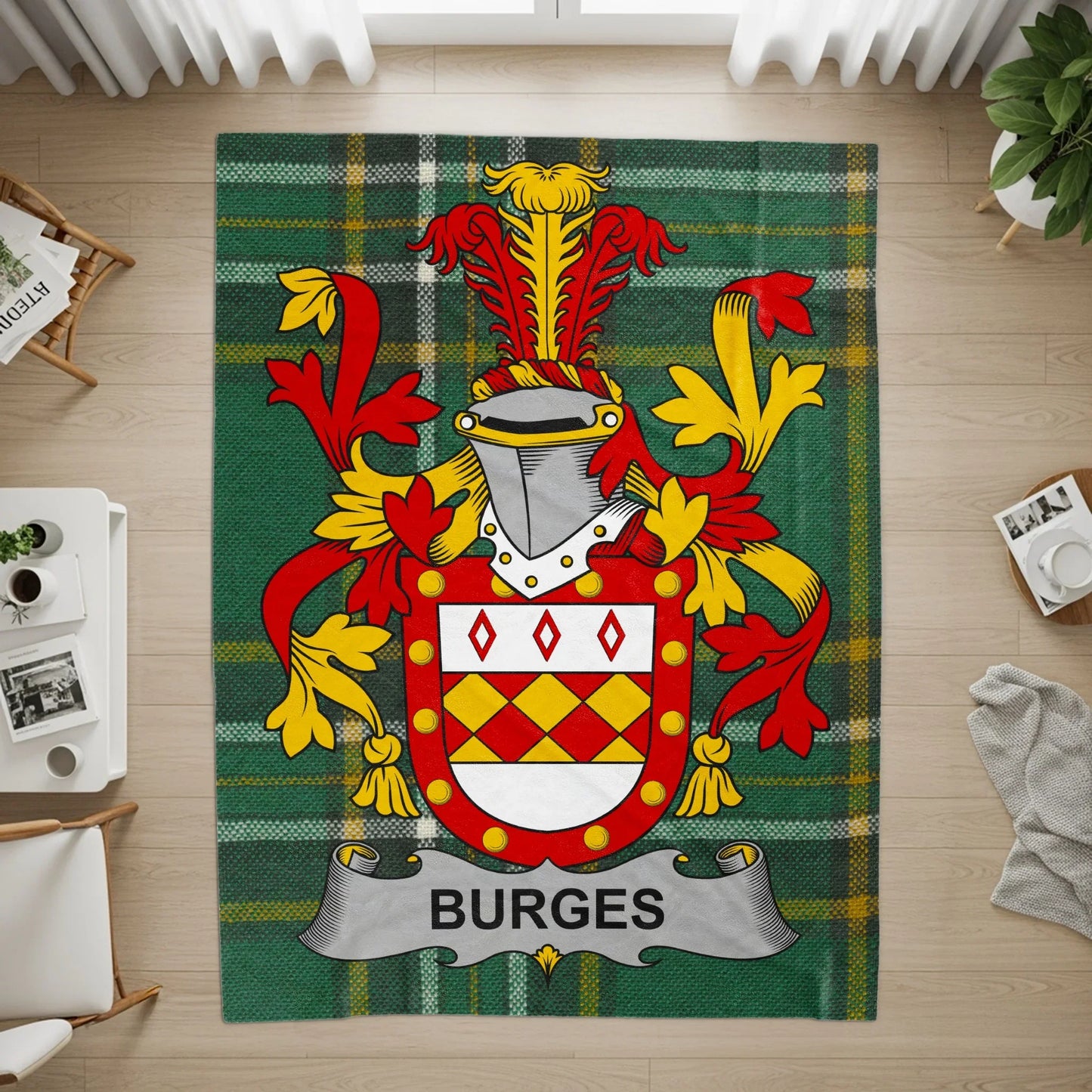 Elegant Crest Shield Design Personalized Rug product