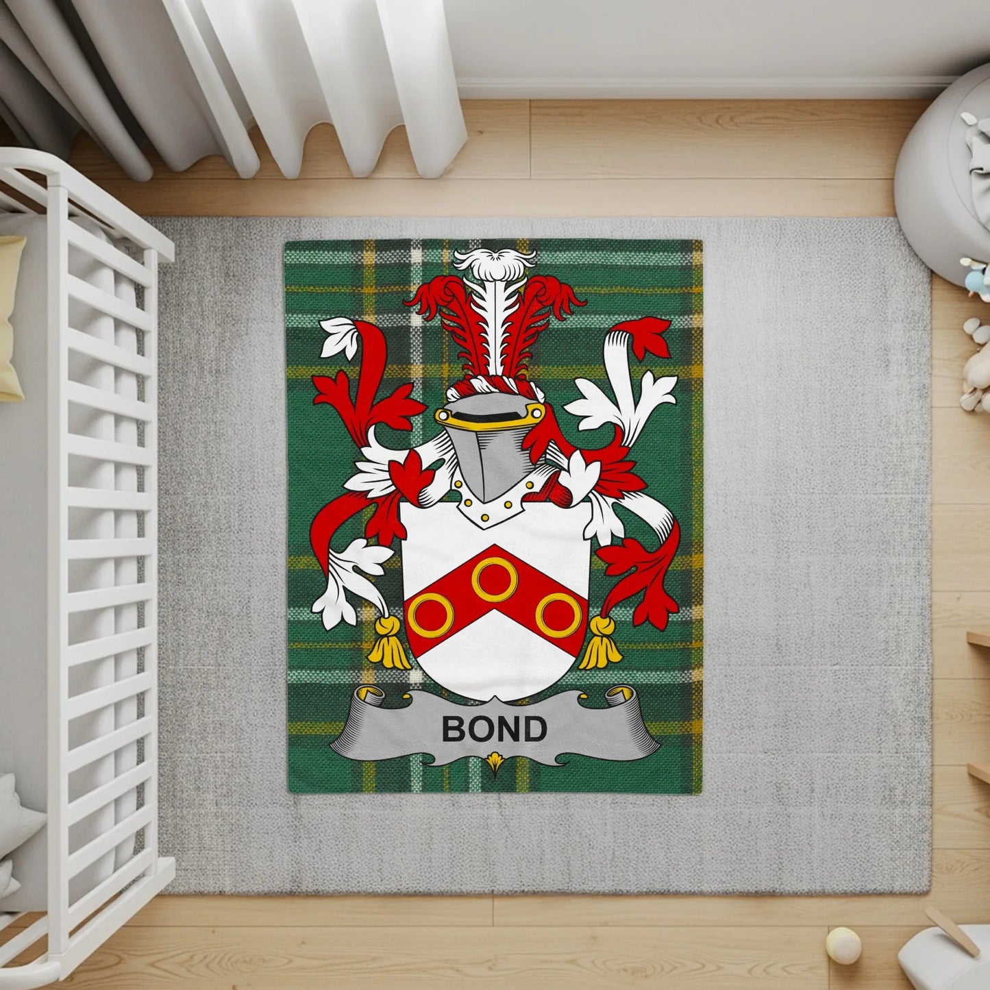 Bond Family Crest Emblem Personalized Floor Rug product