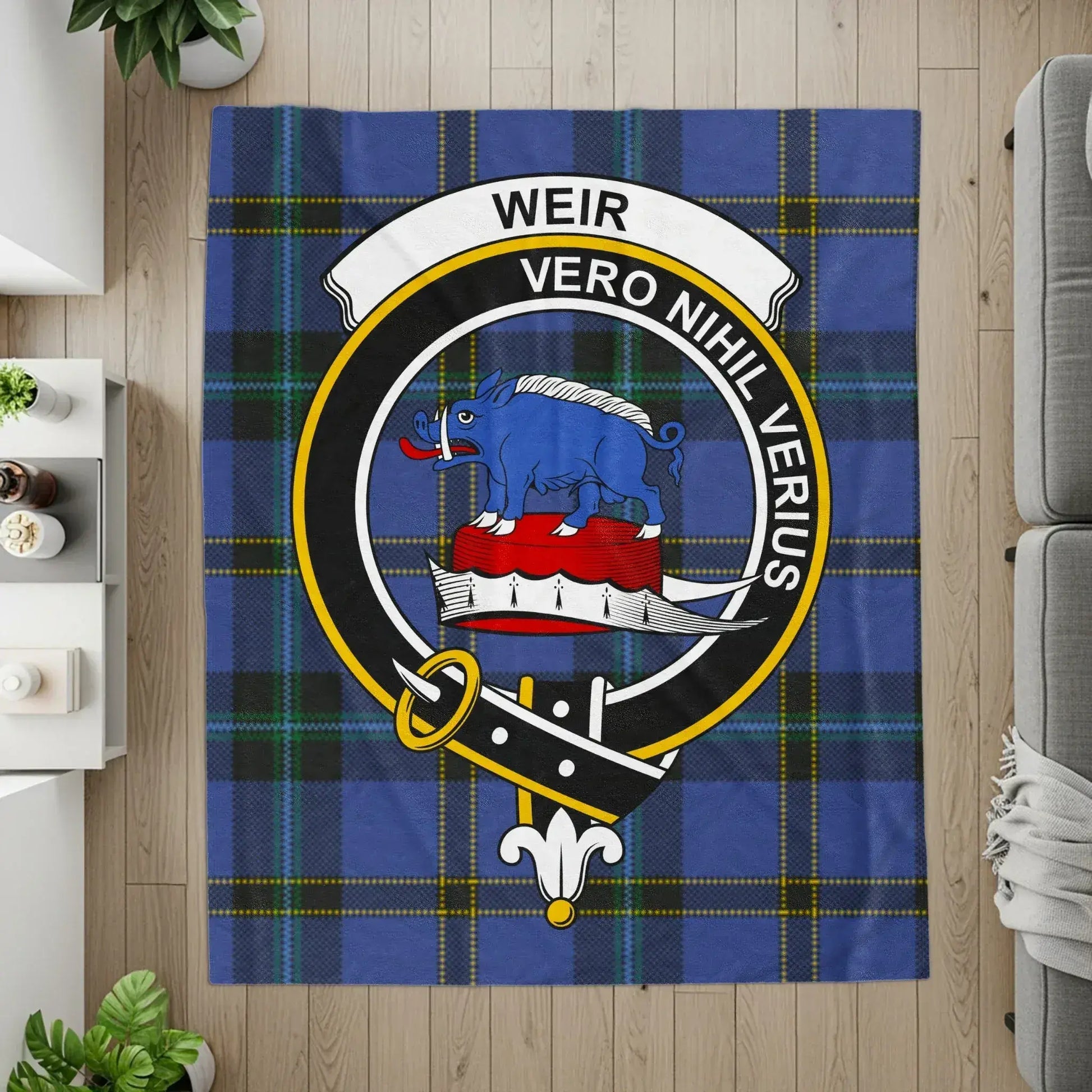 Blue and White Weir Vero Nihil Verius Tartan product