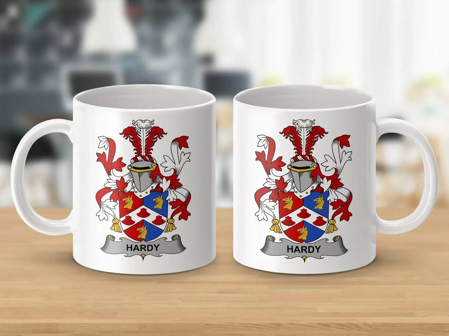 Hardy Surname Coat of Arms Irish Family Crest Coffee Mug - Celtic Ancestry Gifts