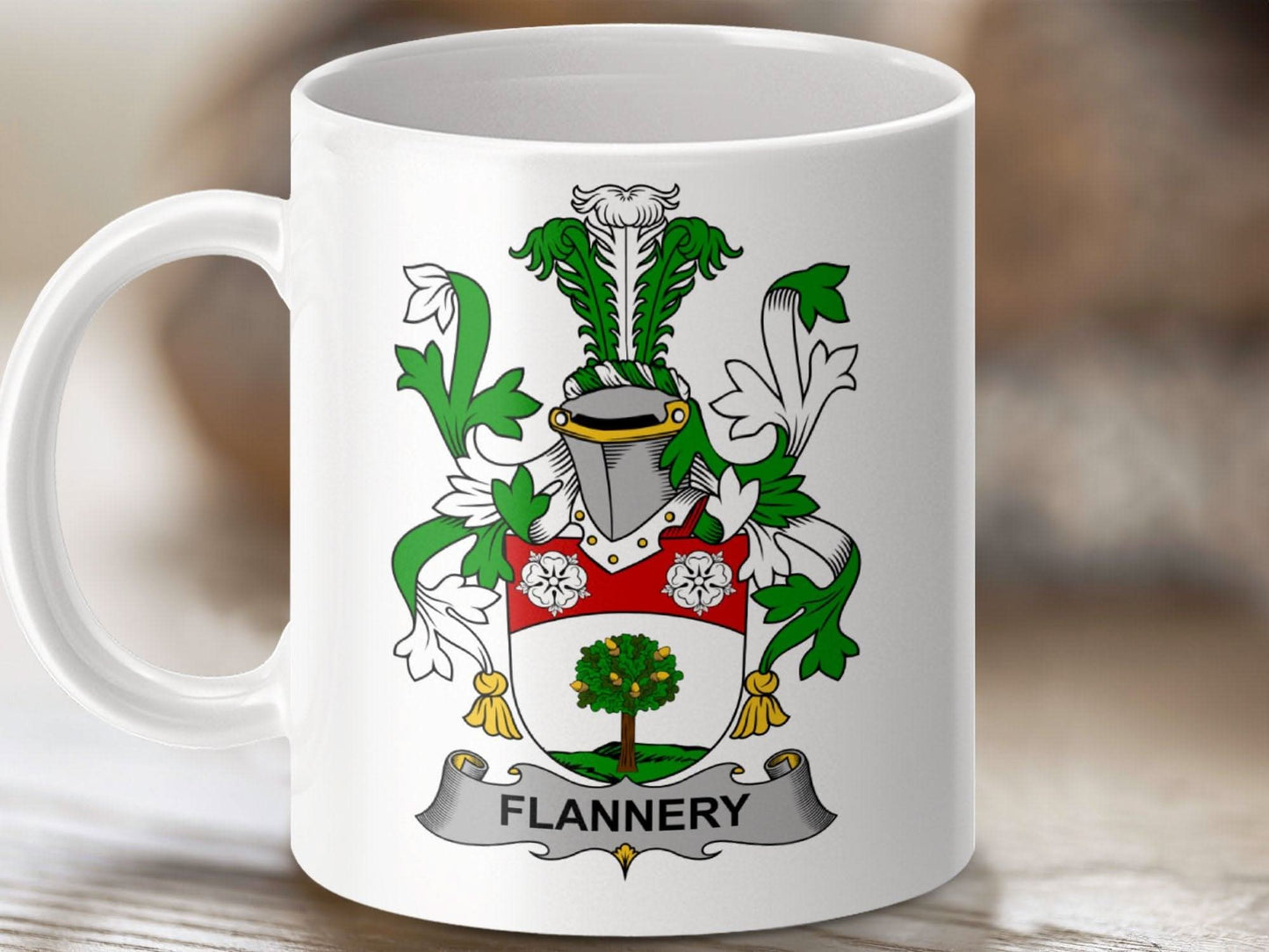 Flannery Surname Irish Family Crest Mug - Celtic Ancestry Gifts