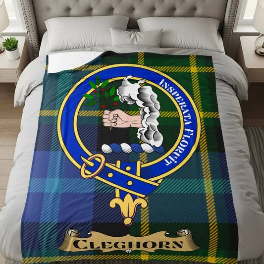 Scottish Clan Cleghorn Crest Tartan Blanket product type