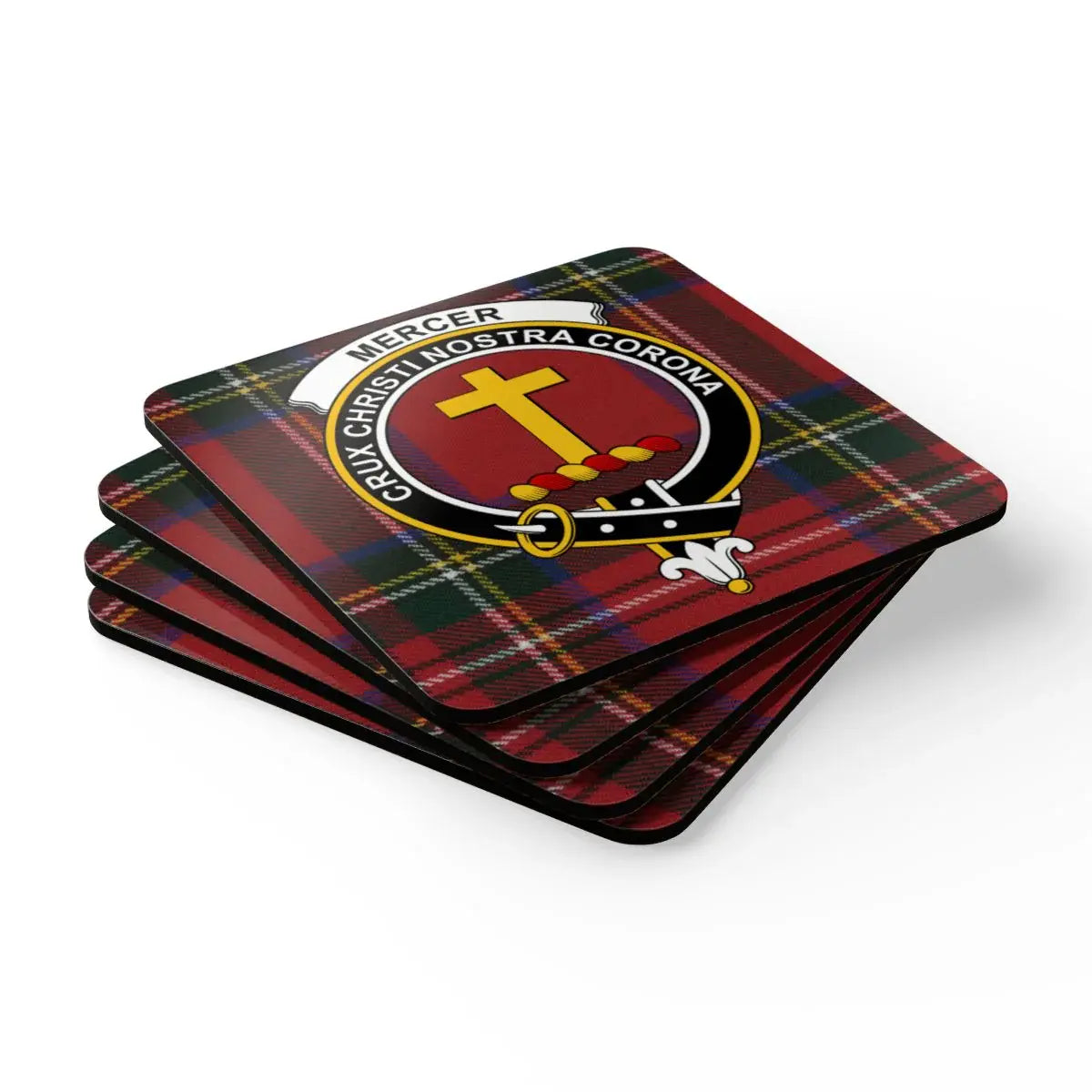 Mercer Clan Crest Tartan Pattern Coasters product
