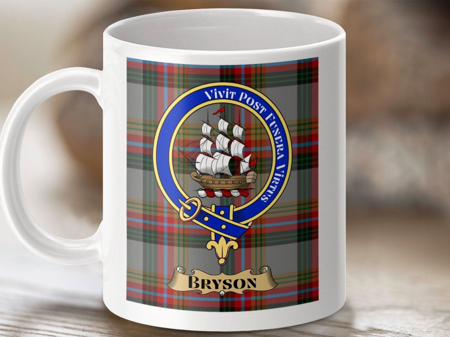 Clan Bryson Tartan Mug with Family Coat of Arms product