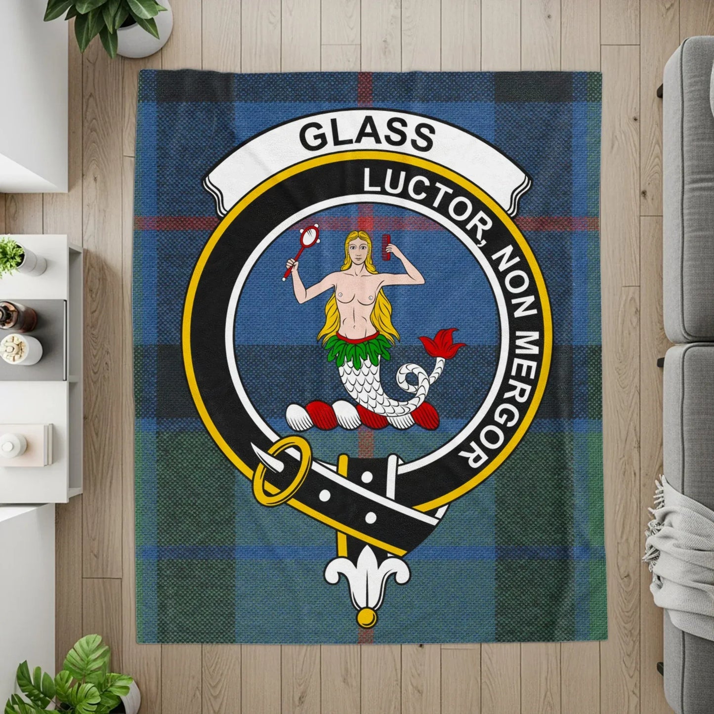 Glass Luctor Non Merger Crest on Plaid Background product type