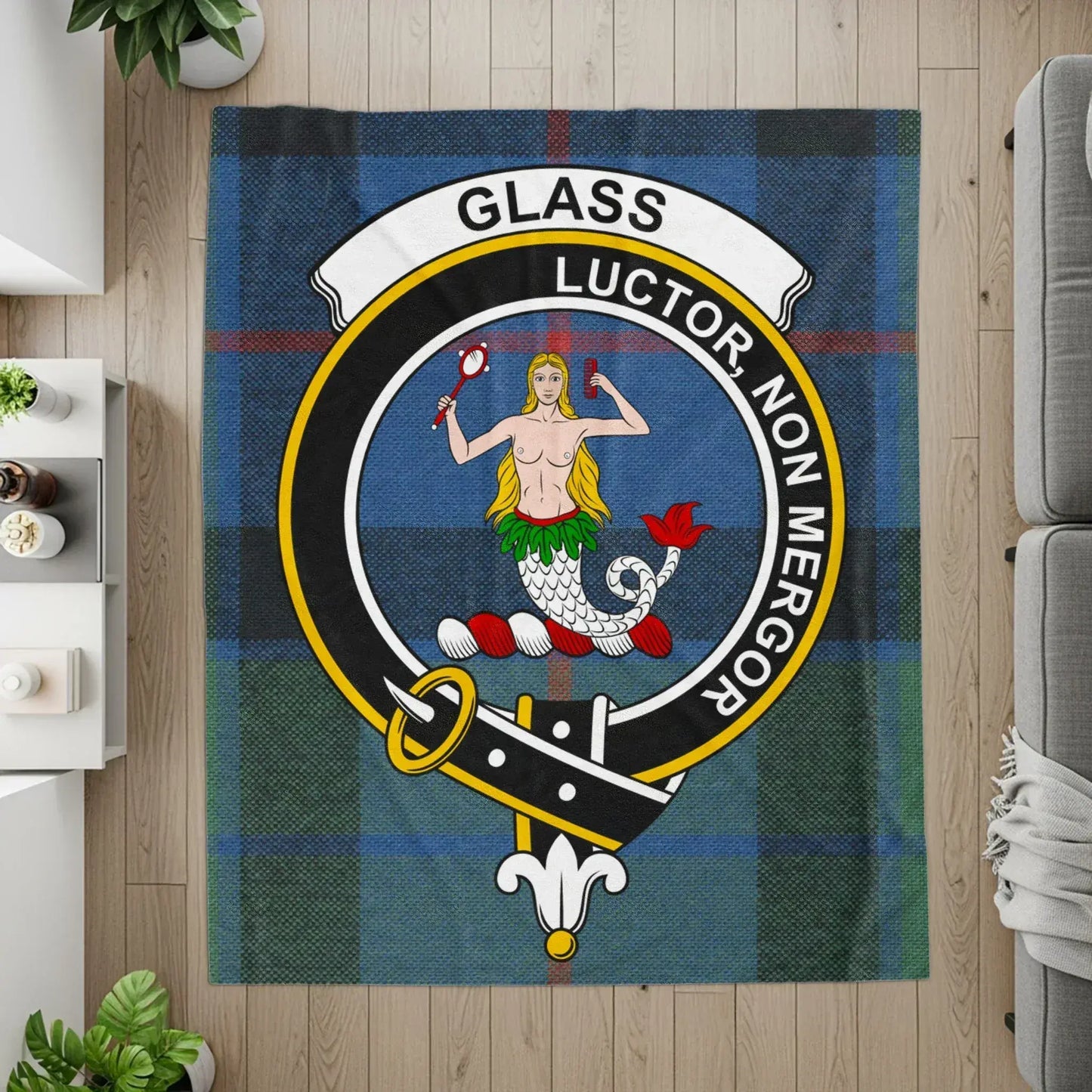 Glass Luctor Non Merger Crest on Plaid Background product type