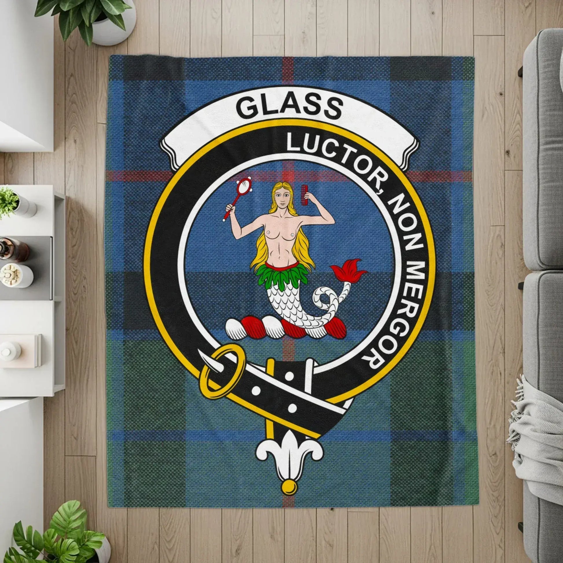Glass Luctor Non Merger Crest on Plaid Background product type