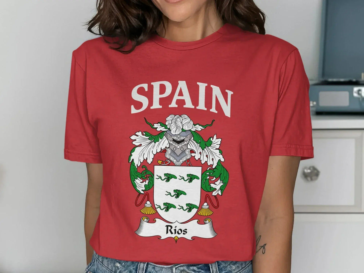 Spain Rios Family Crest Red Graphic T-shirt product