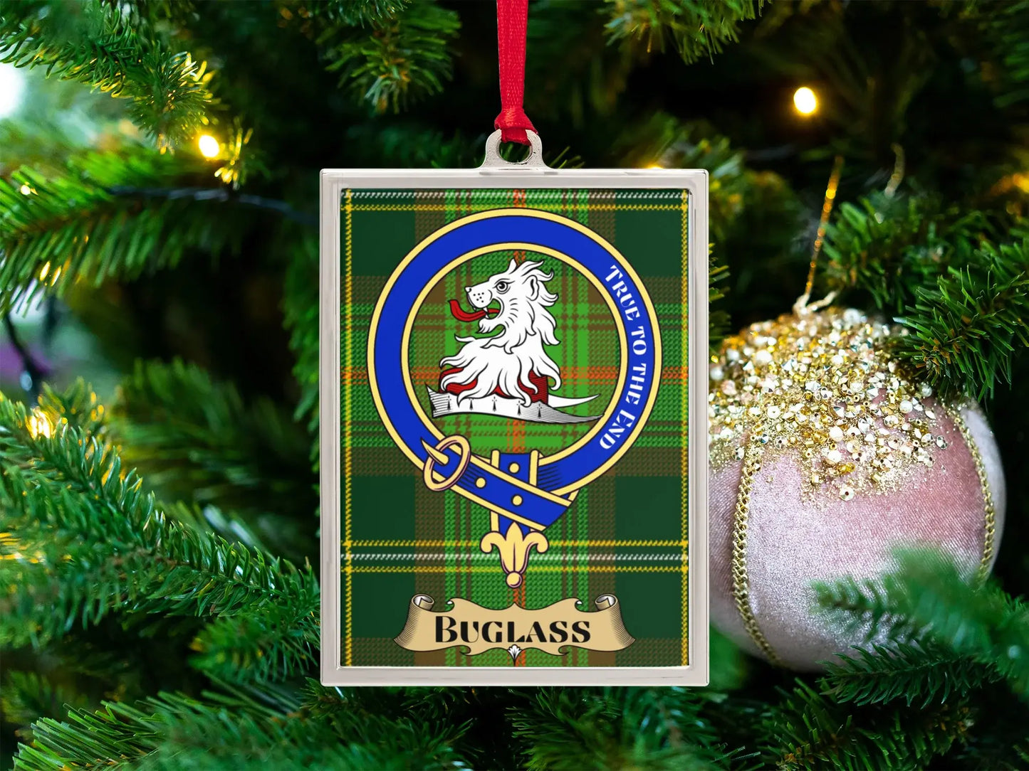 Buglass Family Crest Christmas Tree Ornament product