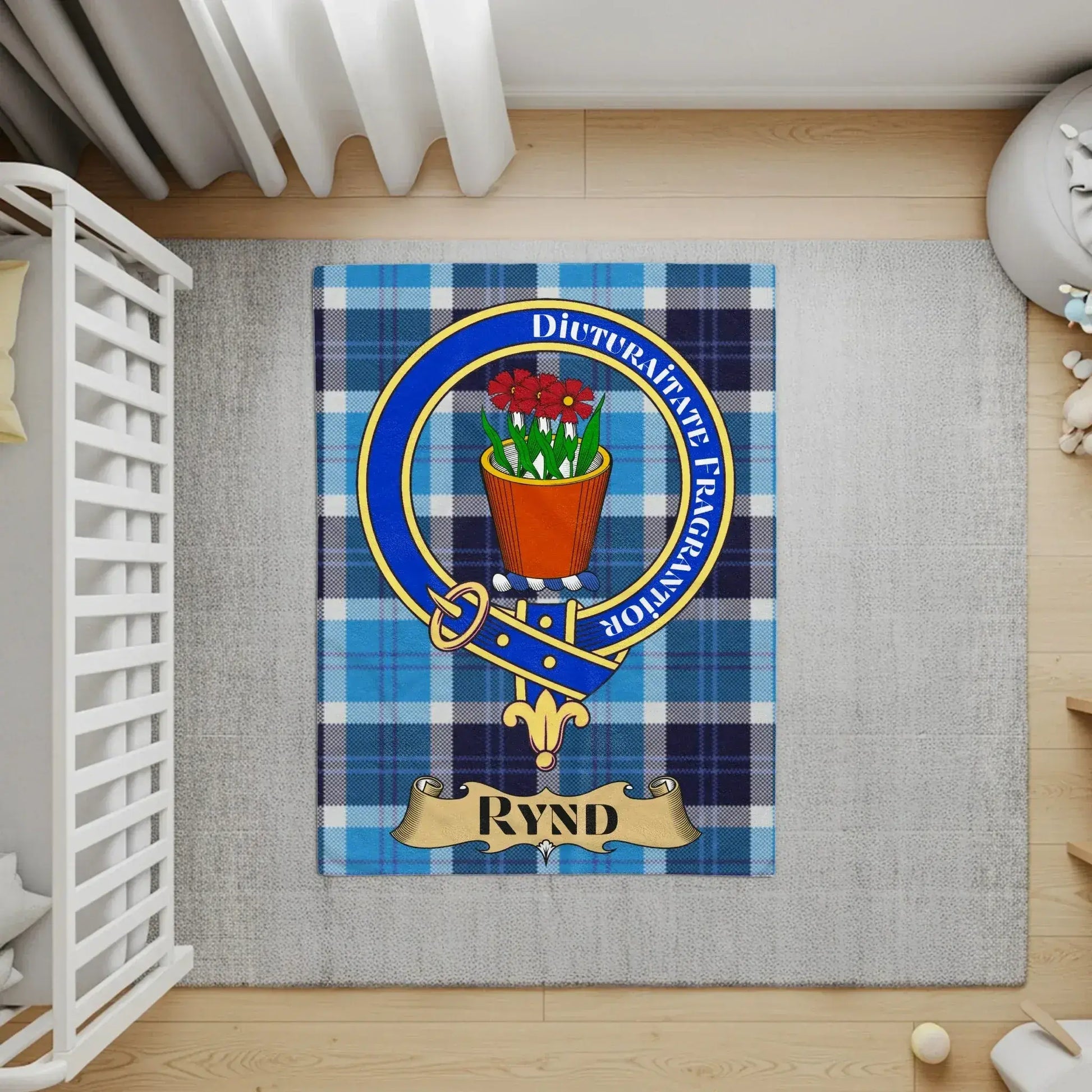 Clan Rynd Scottish Tartan Crest Design Rug product type