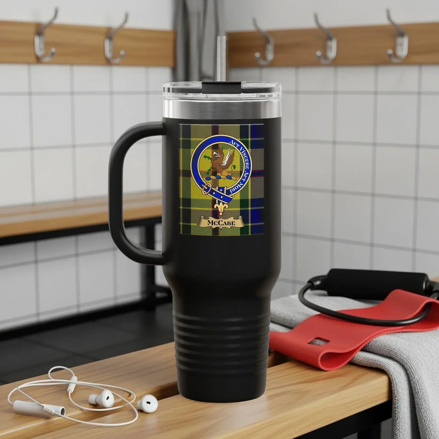 Personalized Family Crest Tartan Travel Mug product