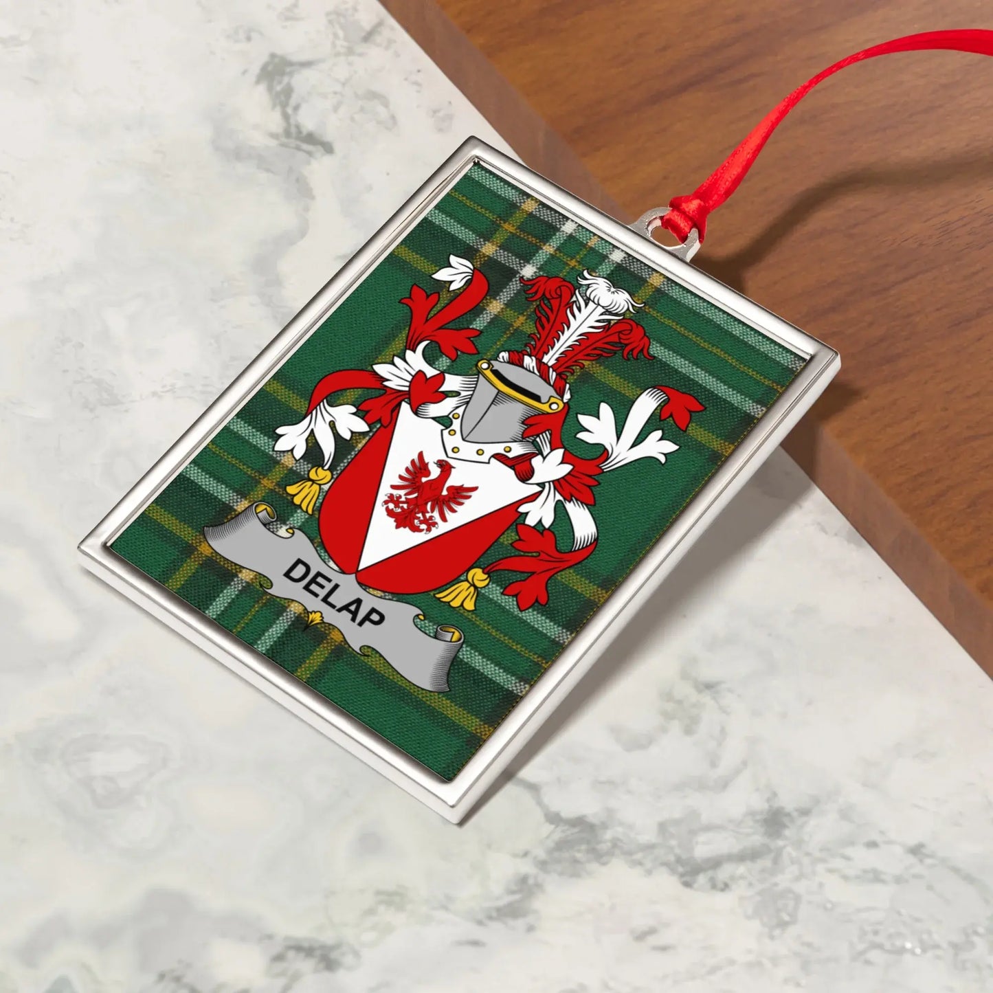 Delap Family Crest Heraldic Design Ornament product type