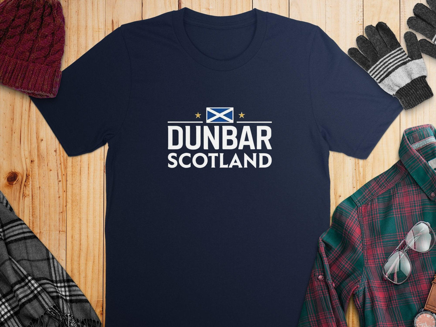 Dunbar Scotland T-Shirt with Bold Flag Design - Celtic Ancestry Gifts