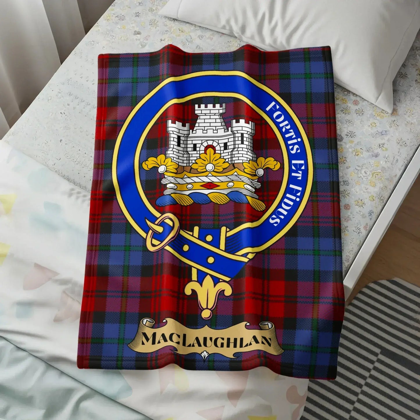 MacLaughlan Scottish Clan Crest Tartan Throw Blanket product