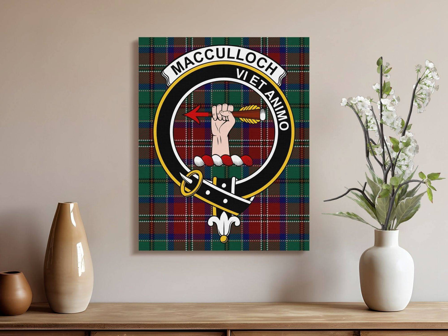 MacCulloch Scottish Tartan Crest Canvas - Celtic Ancestry Gifts
