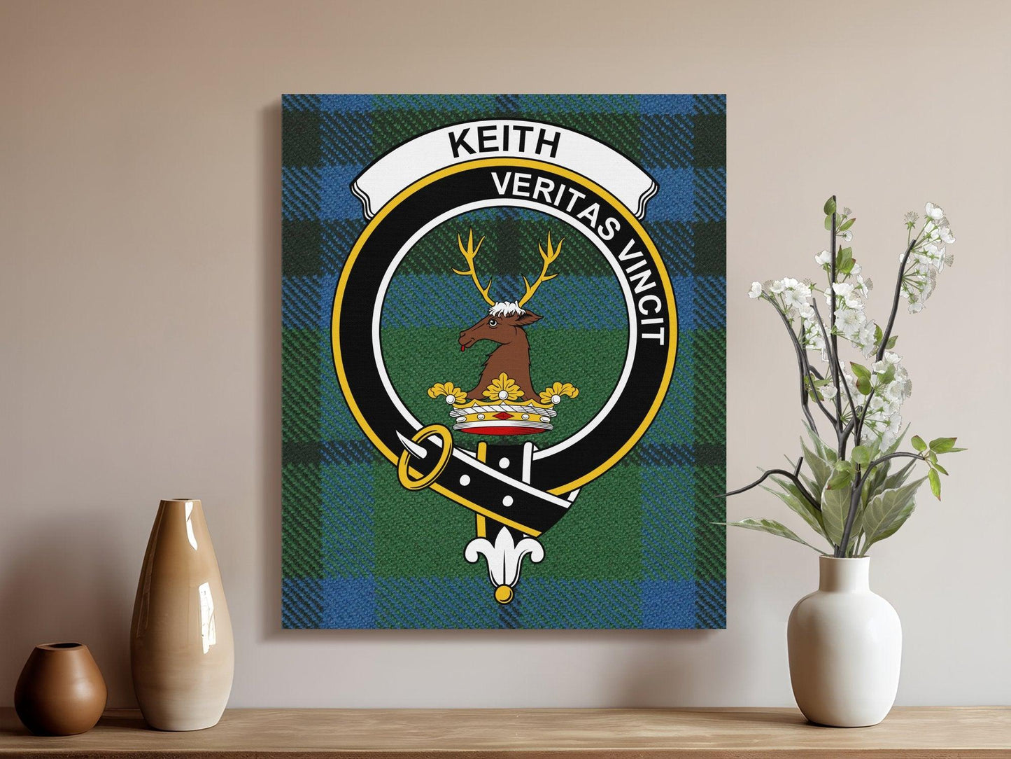 Keith Scottish Tartan Clan Crest Canvas - Celtic Ancestry Gifts