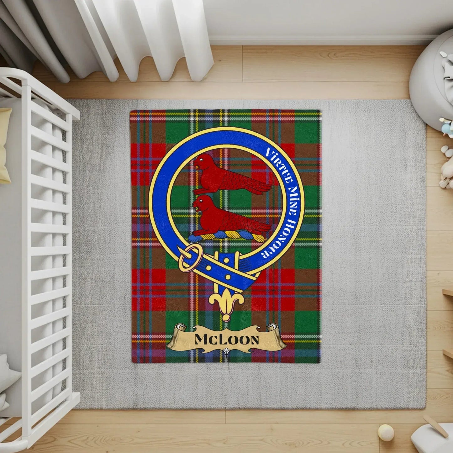 McLoon Tartan with Crest Rug Unique Home Decor product