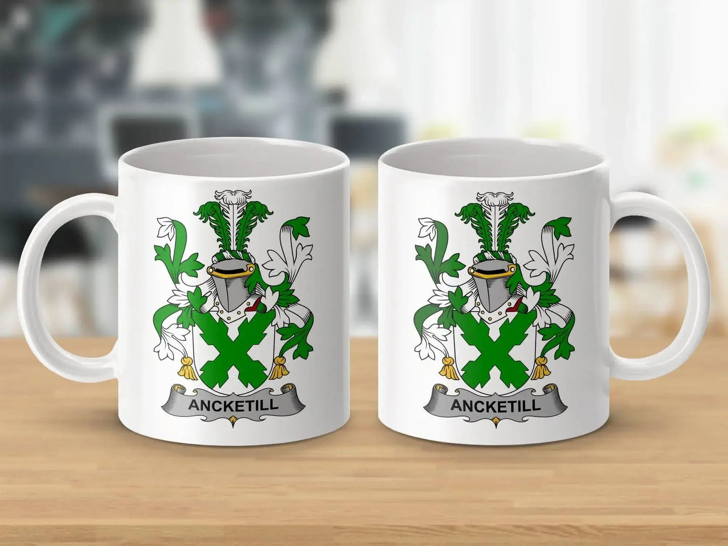 Ancketill Surname Irish Family Crest Design Printed mug - Celtic Ancestry Gifts