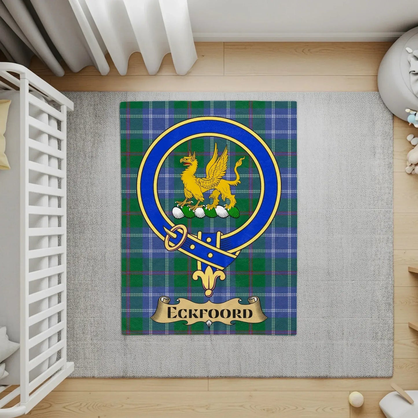 Heraldic Emblem on Plaid Background Soft Rug product