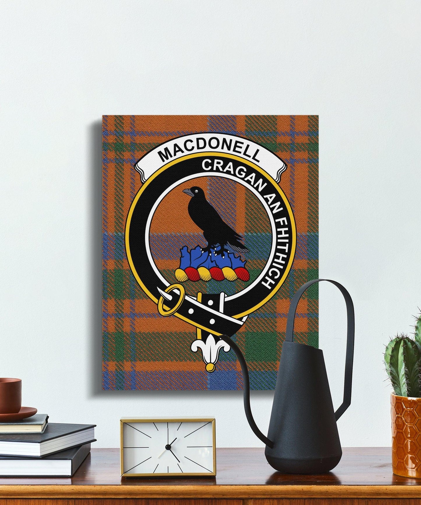 Macdonell Scottish Tartan Crest Canvas Wrap - Celtic Ancestry Gifts