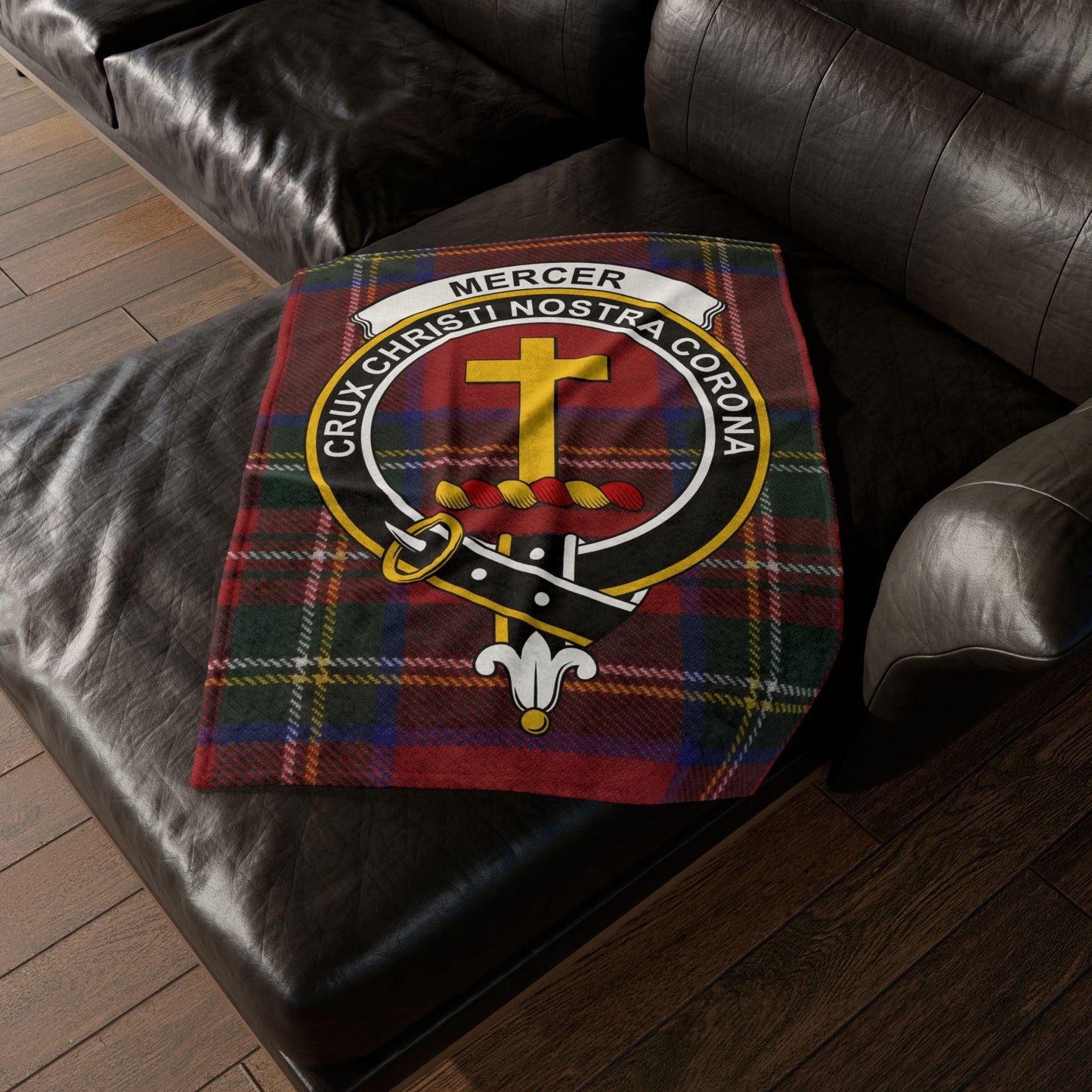 Mercer Clan Tartan Blanket – Scottish Crest Throw